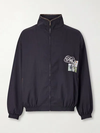 Paly Hollywood Logo-embroidered Printed Wool-blend Zip-up Jacket In Black