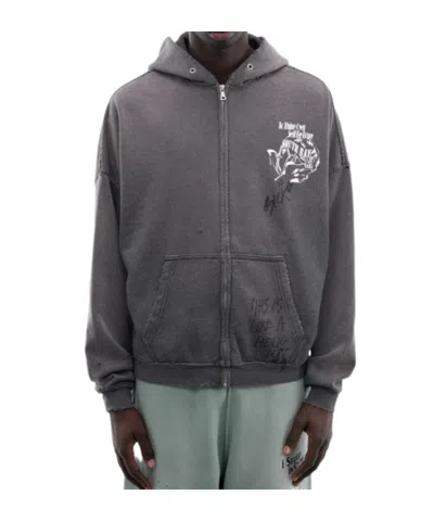 Paly Hollywood Long-sleeved Zip-up Hoodie In Black