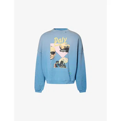 Paly Hollywood Mens Blue Paly Still Life Crewneck Cotton Jumper Xl/xxl
