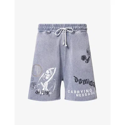 Paly Hollywood Mens  Carrying Message Cotton-blend Sweat Shorts In Gray