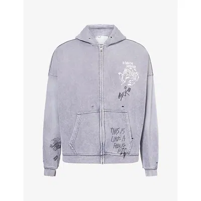 Paly Hollywood Mens  Carrying The Message Cotton-blend Hoody In Gray