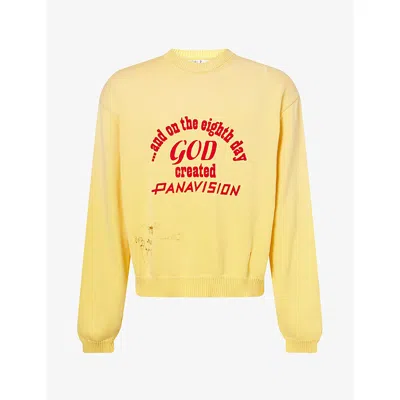 Paly Hollywood Mens  Eden Roc Crew-neck Cotton Sweatshirt In Yellow