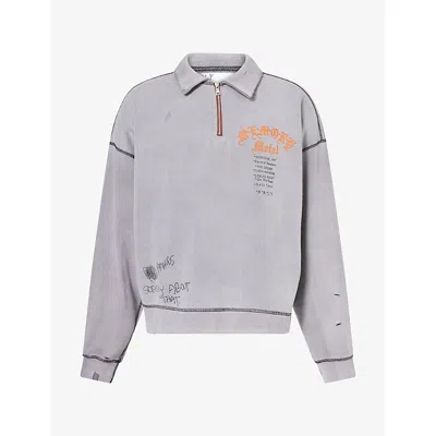 Paly Hollywood Mens  Sorry 'bout That Crewneck Cotton-blend Sweatshirt In Gray