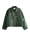 Paly Hollywood Oversized Drop-shoulder Leather Work Jacket In Green