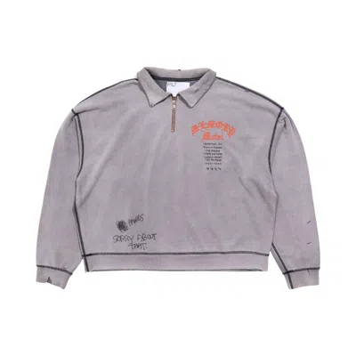 Pre-owned Paly Hollywood Sorry 'bout That 1/4 Zip Crewneck 'grey' | Men's Size 108.5