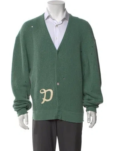 Pre-owned Paly Hollywood V-neck Long Sleeve Cardigan In Green