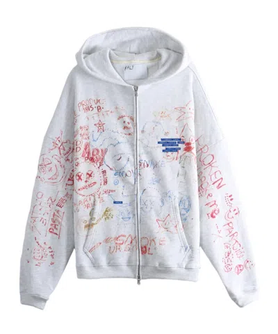 Paly Hollywood Zippered Hoodie In White