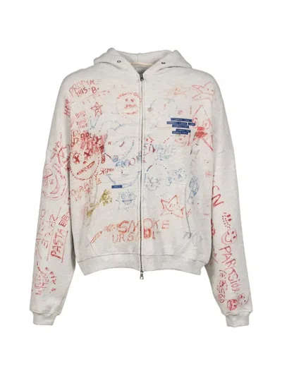 Paly Joshua Tree Scribble-print Zip-up Hoodie In Gray