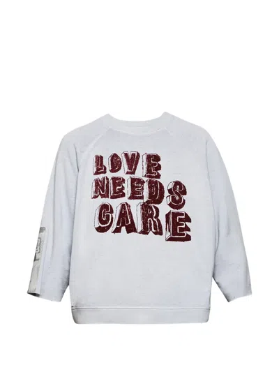 Paly Lettering Crew-neck Sweatshirt In White