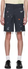 Paly Navy U.d.l.i Editions Junkie Shorts In Navy