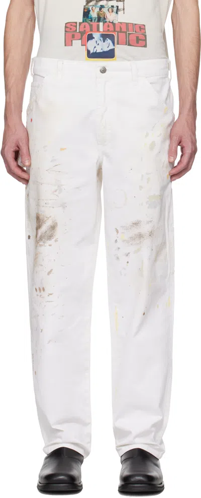 Paly Off-white Spells Painter Trousers In Wht