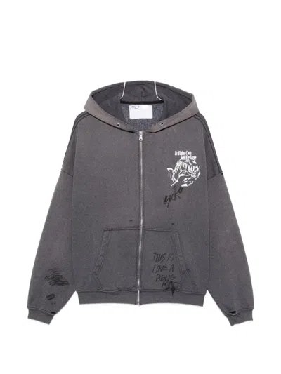 Paly Print-detail Long-sleeve Hoodie In Gray