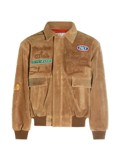 Paly Sunset Embellished Suede Jacket In Brown