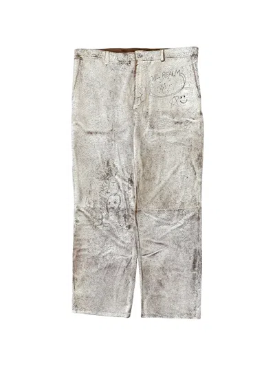 Paly The Realm Painted Suede Jeans In Neutral