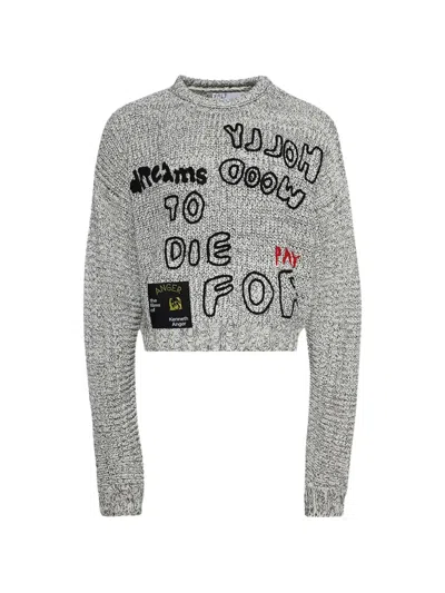 Paly To Die For Slogan-embroidered Sweater In Gray