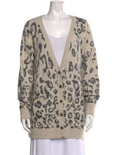 Pre-owned Pam & Gela Alpaca Animal Print Sweater In Neutral