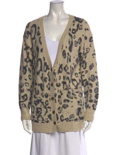 Pre-owned Pam & Gela Alpaca Animal Print Sweater In Neutrals