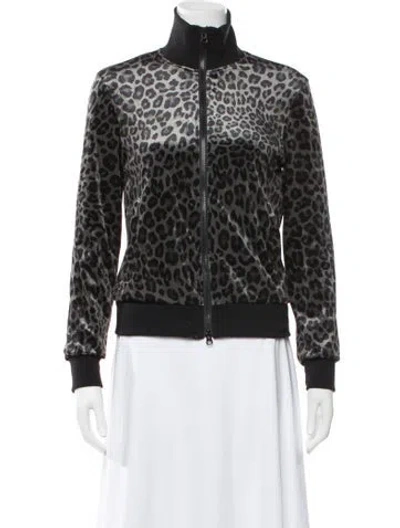 Pre-owned Pam & Gela Animal Print Bomber Jacket In Green
