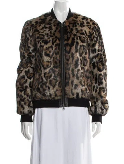 Pre-owned Pam & Gela Animal Print Bomber Jacket In Neutral