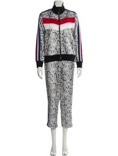 Pre-owned Pam & Gela Animal Print Grosgrain Trim Pant Set In Multi
