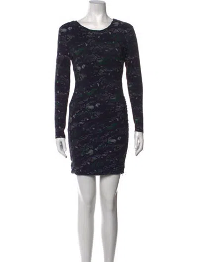 Pre-owned Pam & Gela Animal Print Mini Dress In Blue