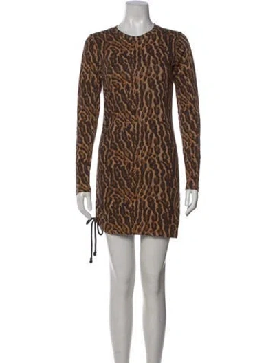 Pre-owned Pam & Gela Animal Print Mini Dress In Brown