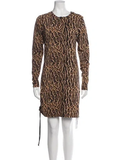 Pre-owned Pam & Gela Animal Print Mini Dress In Brown