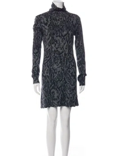 Pre-owned Pam & Gela Animal Print Mini Dress In Grey