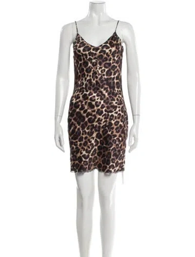 Pre-owned Pam & Gela Animal Print Mini Dress In Multi