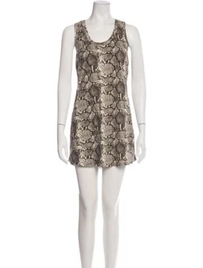 Pre-owned Pam & Gela Animal Print Mini Dress In Neutrals
