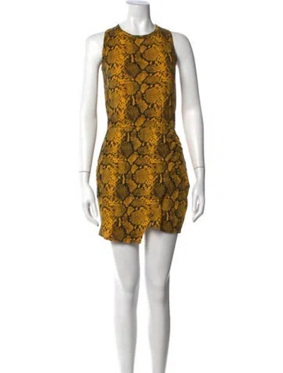 Pre-owned Pam & Gela Animal Print Mini Dress In Yellow