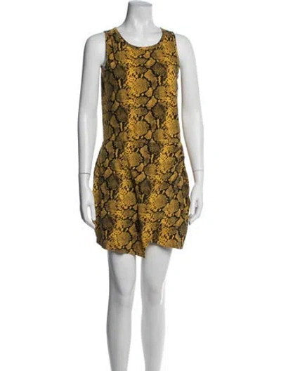 Pre-owned Pam & Gela Animal Print Mini Dress In Yellow