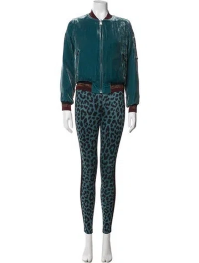 Pre-owned Pam & Gela Animal Print Pant Set In Blue