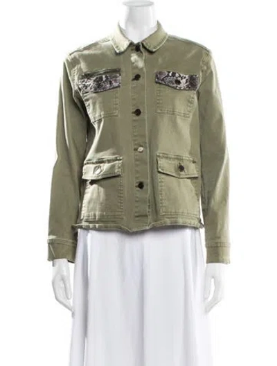 Pre-owned Pam & Gela Animal Print Utility Jacket In Green