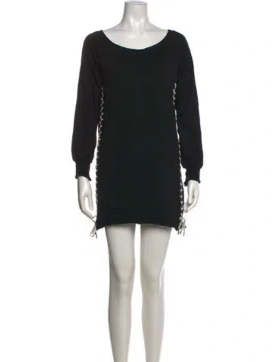 Pre-owned Pam & Gela Bateau Neckline Mini Dress In Black