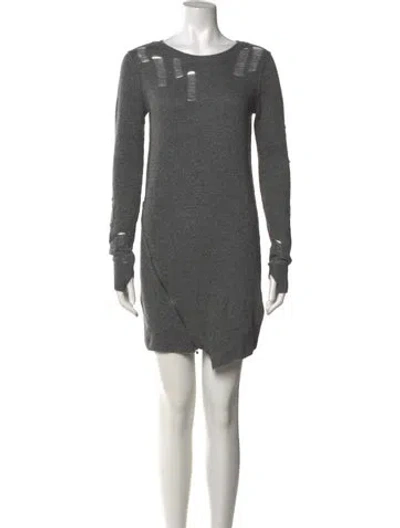 Pre-owned Pam & Gela Bateau Neckline Mini Dress In Gray