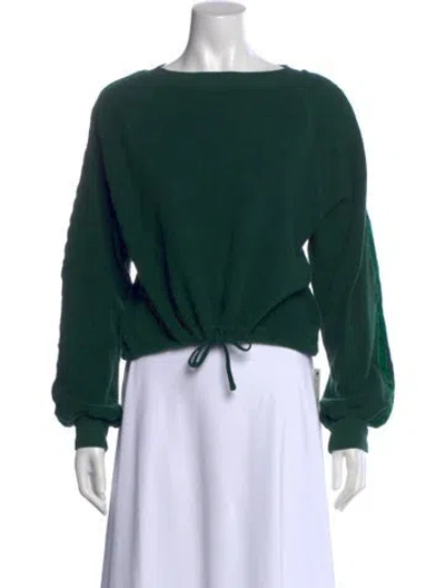 Pre-owned Pam & Gela Bateau Neckline Sweater In Green