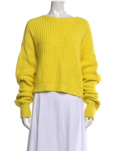 Pre-owned Pam & Gela Bateau Neckline Sweater In Yellow