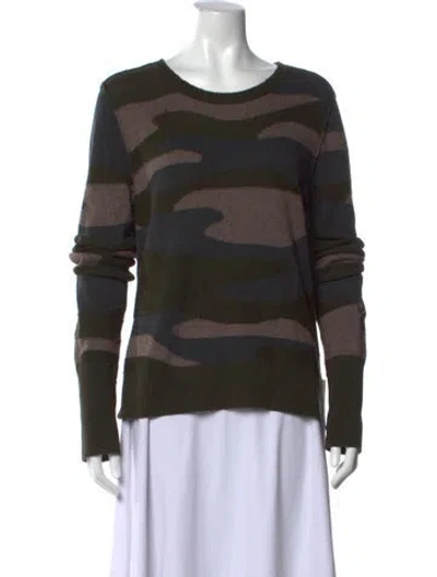 Pre-owned Pam & Gela Camouflage Print Crew Neck Sweater In Green/grey