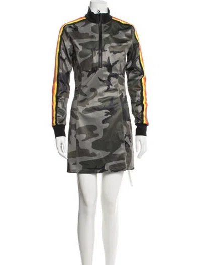 Pre-owned Pam & Gela Camouflage Print Jacket In Green/orange/yellow