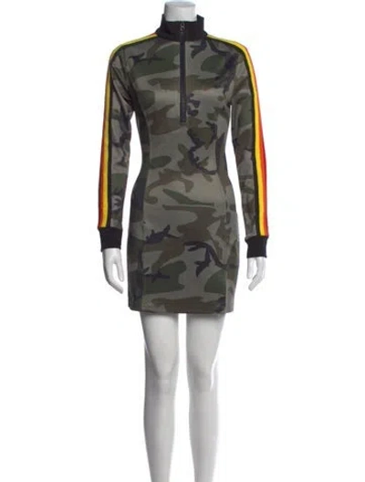 Pre-owned Pam & Gela Camouflage Print Mini Dress In Green