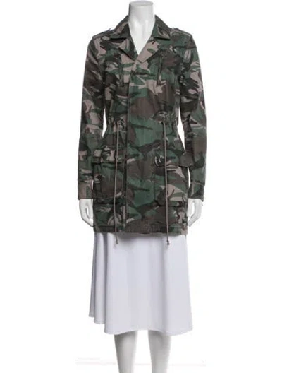 Pre-owned Pam & Gela Camouflage Print Parka In Green