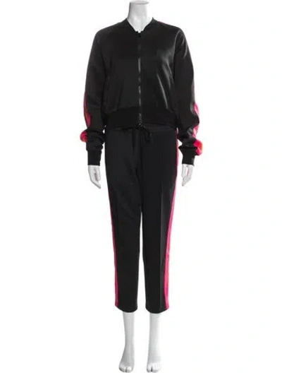 Pre-owned Pam & Gela Colorblock Pattern Grosgrain Trim Tracksuit In Black