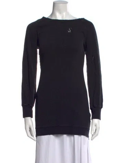 Pre-owned Pam & Gela Crew Neck Long Dress In Black