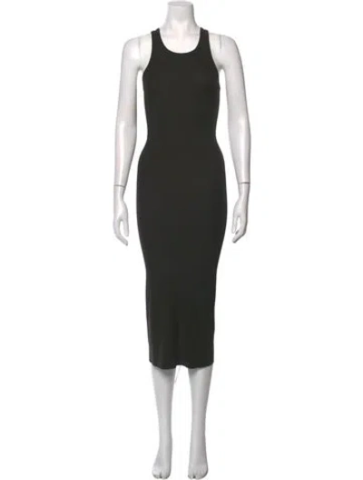 Pre-owned Pam & Gela Crew Neck Midi Length Dress In Black