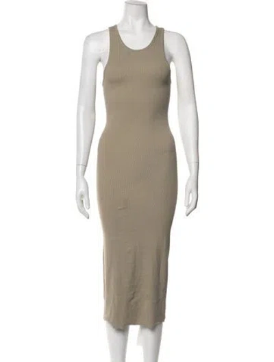 Pre-owned Pam & Gela Crew Neck Midi Length Dress In Neutrals