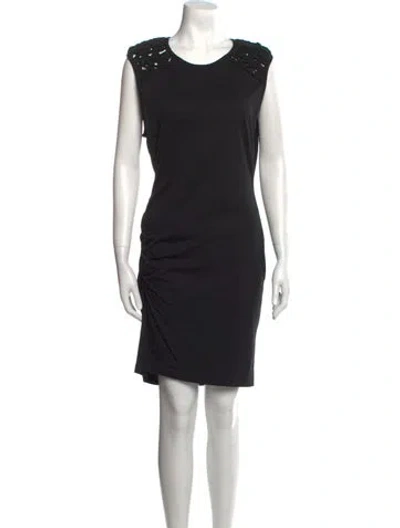 Pre-owned Pam & Gela Crew Neck Mini Dress In Black