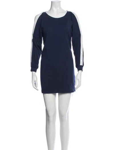 Pre-owned Pam & Gela Crew Neck Mini Dress In Blue