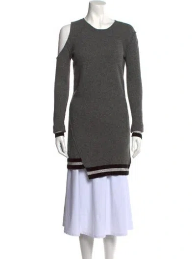 Pre-owned Pam & Gela Crew Neck Mini Dress In Gray