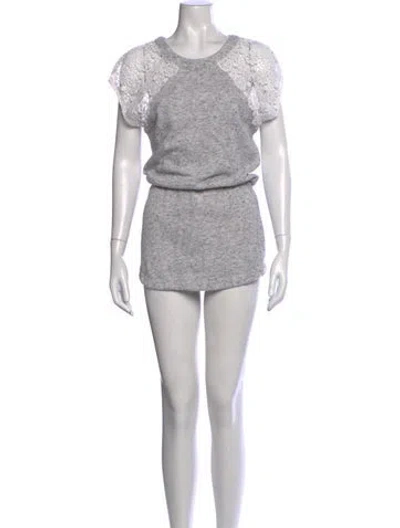 Pre-owned Pam & Gela Crew Neck Mini Dress In Grey